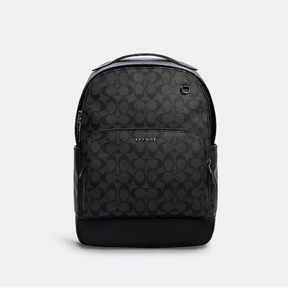 New Coach Graham In Signature Canvas Gunmetal Backpack - Picture 2 of 16